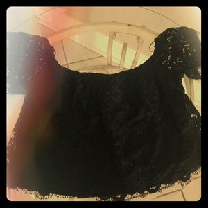 Cute black lace crop top